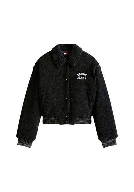 Bomber stile college in sherpa con logo BLACK Tommy Hilfiger | DW0DW21666BDS